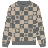 Tortured Poets Aesthetic Checkered Knit Crewneck