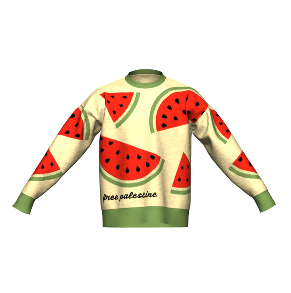 Free Palestine Watermelon Knit Crewneck