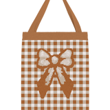 Brown Bow Knit Tote Bag