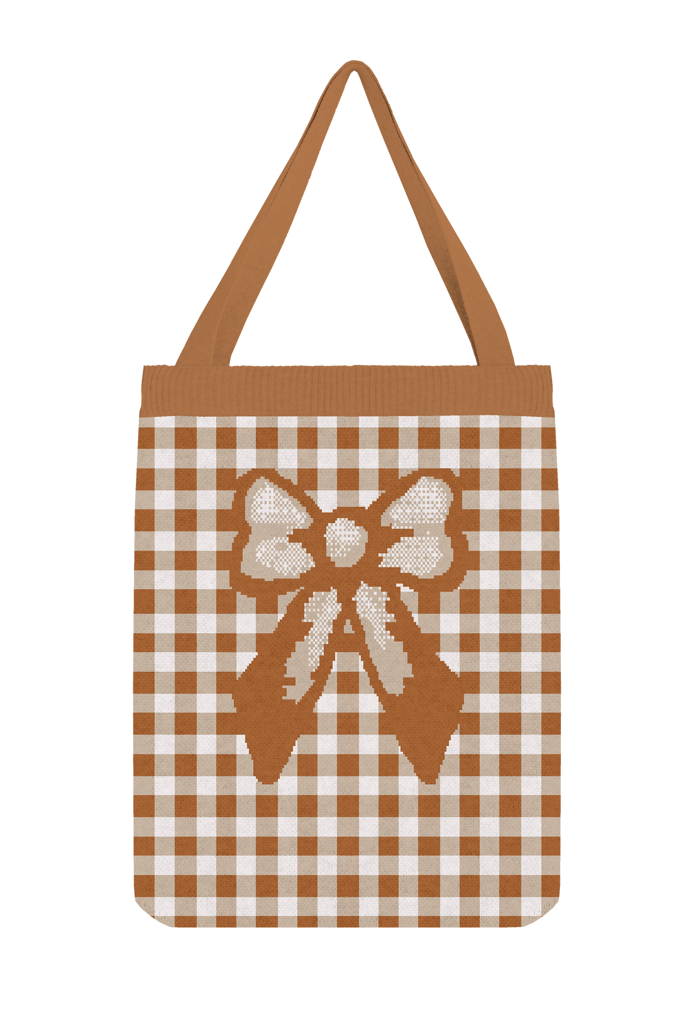 Brown Bow Knit Tote Bag