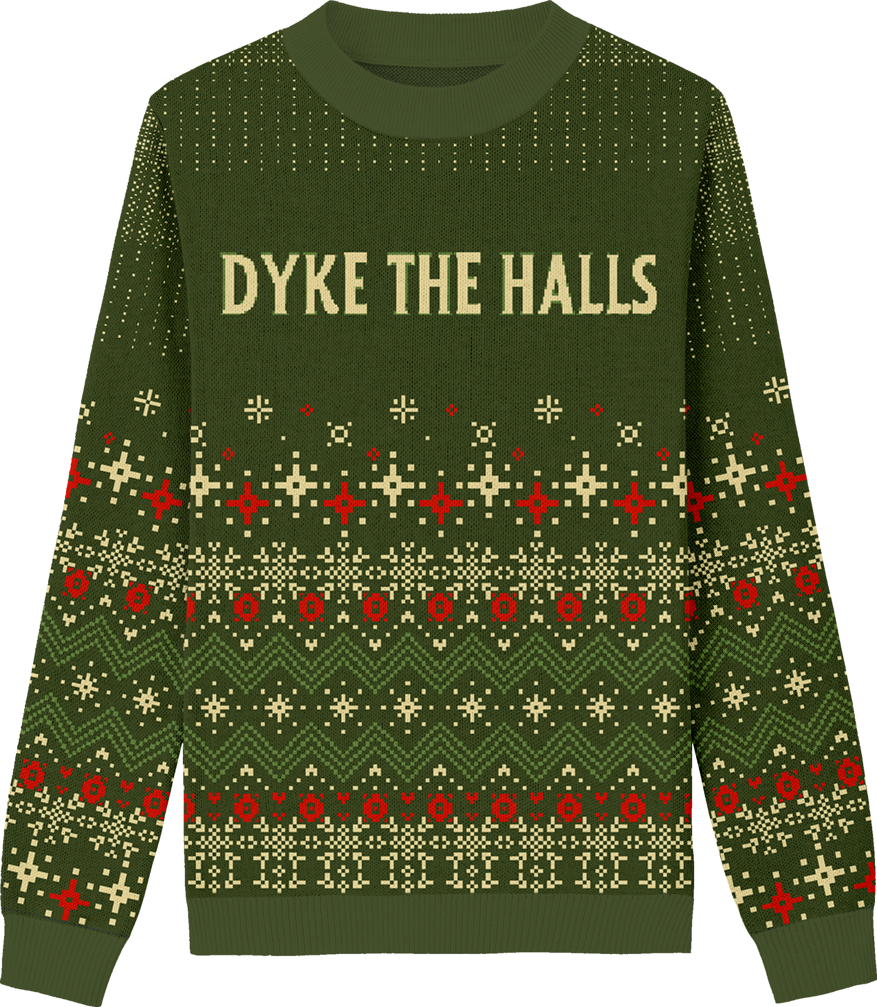 Dyke The Halls (Green) Classic Fit Knit Crewneck