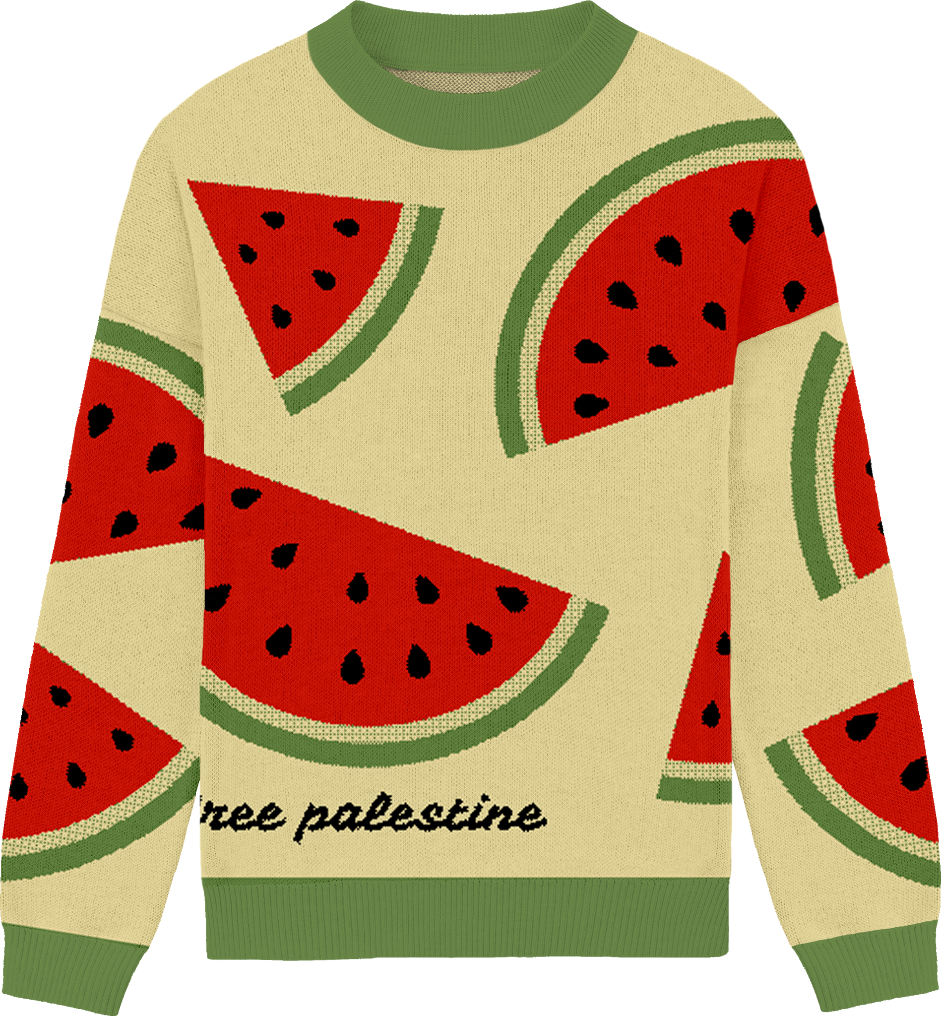 Free Palestine Watermelon Knit Crewneck