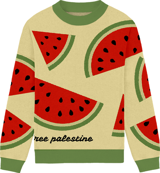 Free Palestine Watermelon Knit Crewneck