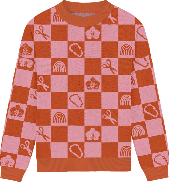 Lesbian Checkered Knit Crewneck