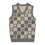 Tortured Poets Aesthetic Checkered Knit Vest