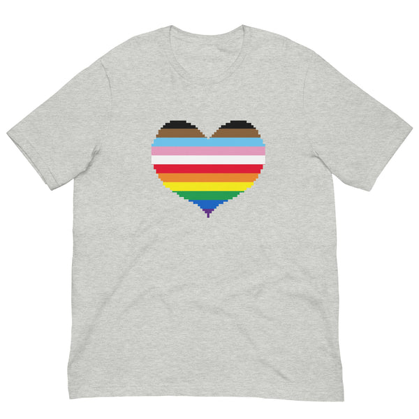 Inclusive Rainbow Flag Pixel Heart T-Shirt
