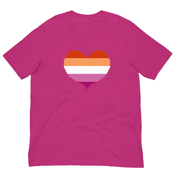 Lesbian Flag Pixel Hearts T-Shirt