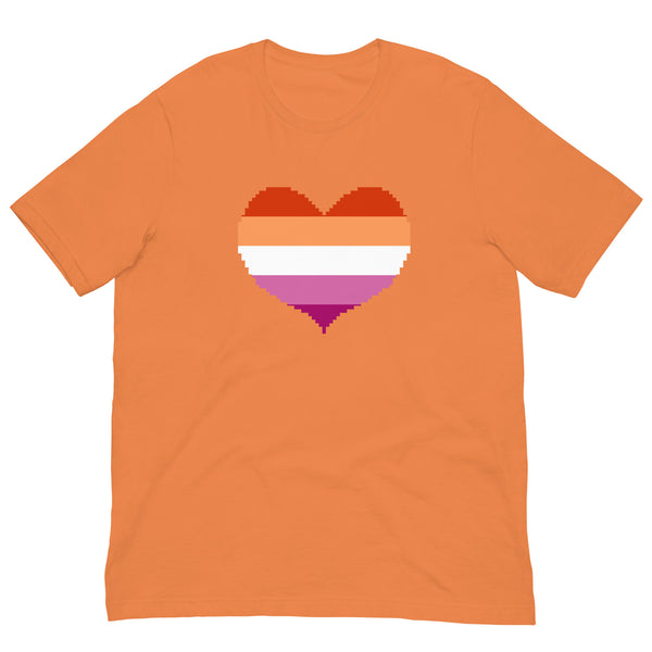 Lesbian Flag Pixel Hearts T-Shirt