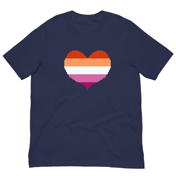 Lesbian Flag Pixel Hearts T-Shirt