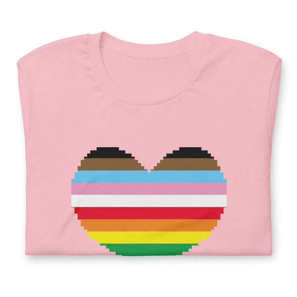 Inclusive Rainbow Flag Pixel Heart T-Shirt