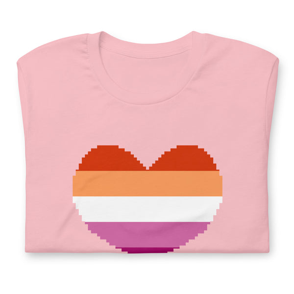 Lesbian Flag Pixel Hearts T-Shirt