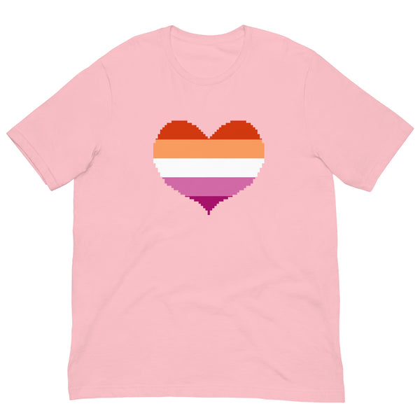 Lesbian Flag Pixel Hearts T-Shirt