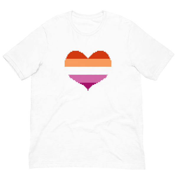 Lesbian Flag Pixel Hearts T-Shirt