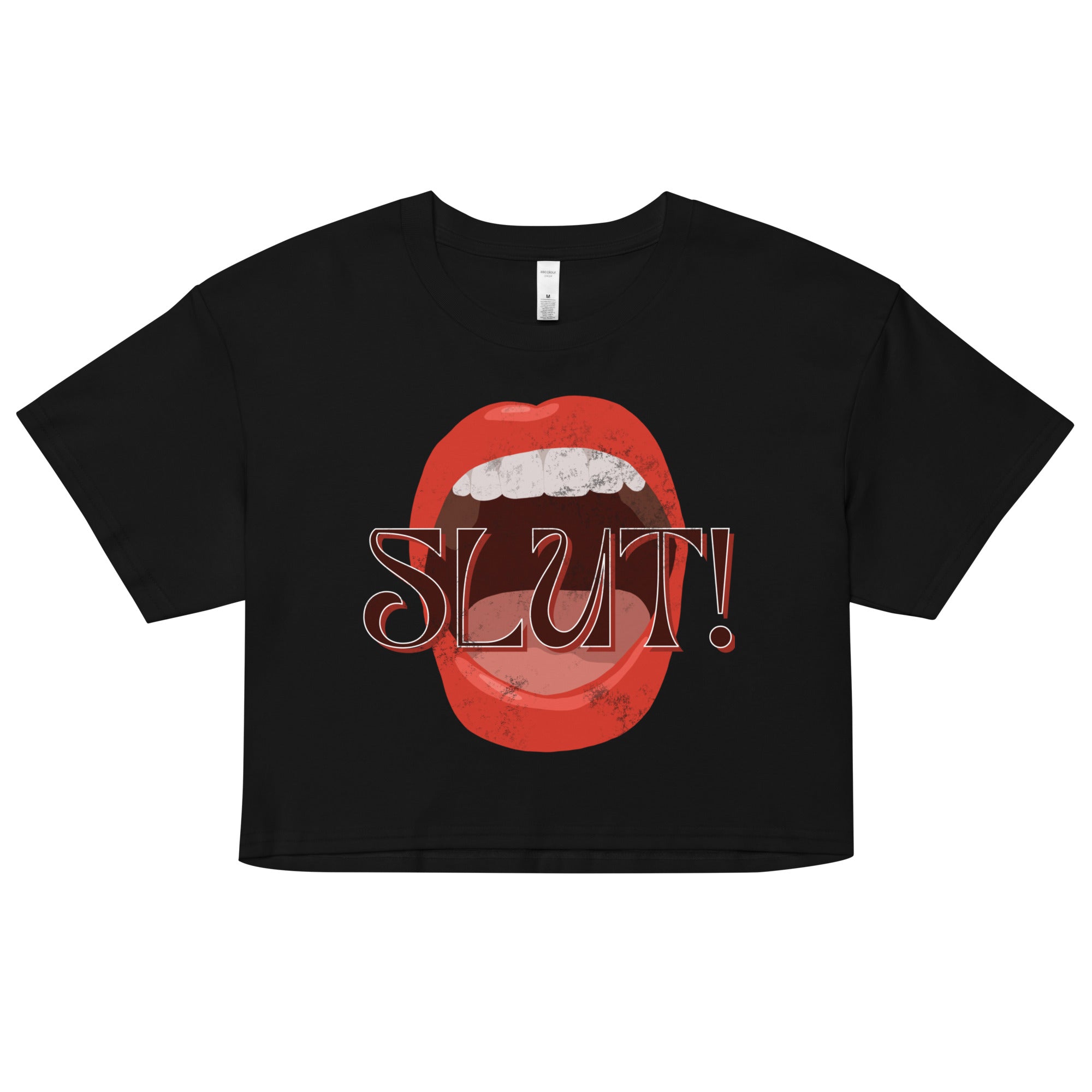 SLUT! Faded Mouth Crop Top