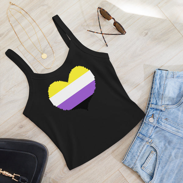 Non-Binary Heart Scoop Neck Tank Top