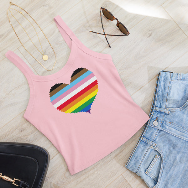 Rainbow Heart Scoop Neck Tank Top