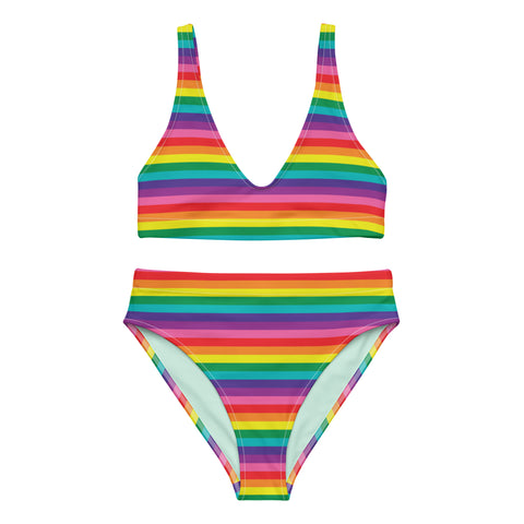 Original Rainbow Flag High-Waisted Bikini