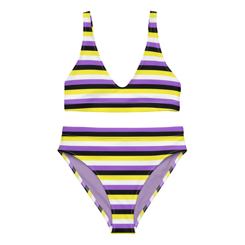 Non-Binary Flag High-Waisted Bikini