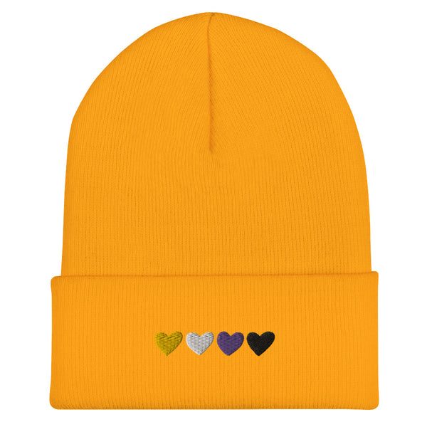 Non-Binary Pride Hearts Beanie