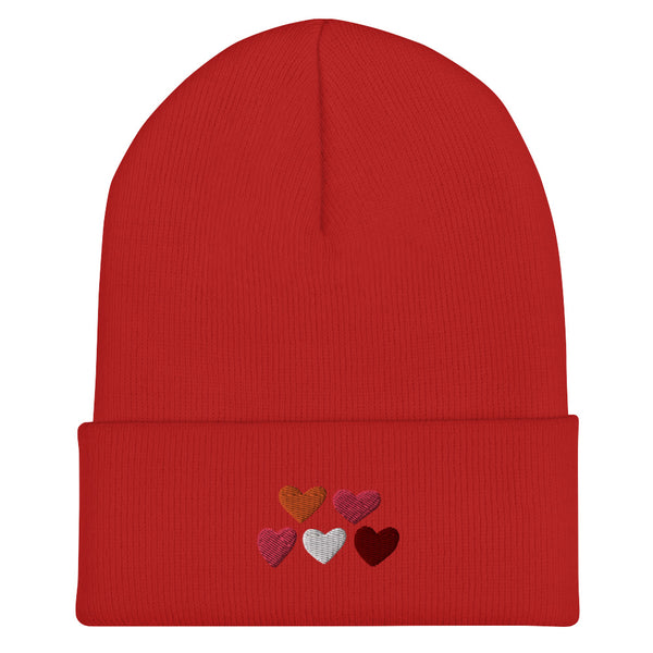 Lesbian Pride Hearts Beanie