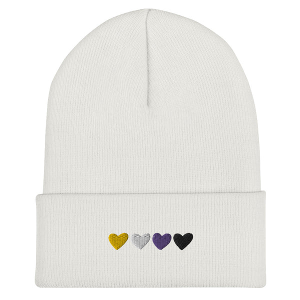 Non-Binary Pride Hearts Beanie