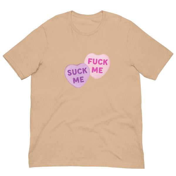 Suck Me Fuck Me Candy Hearts T-Shirt